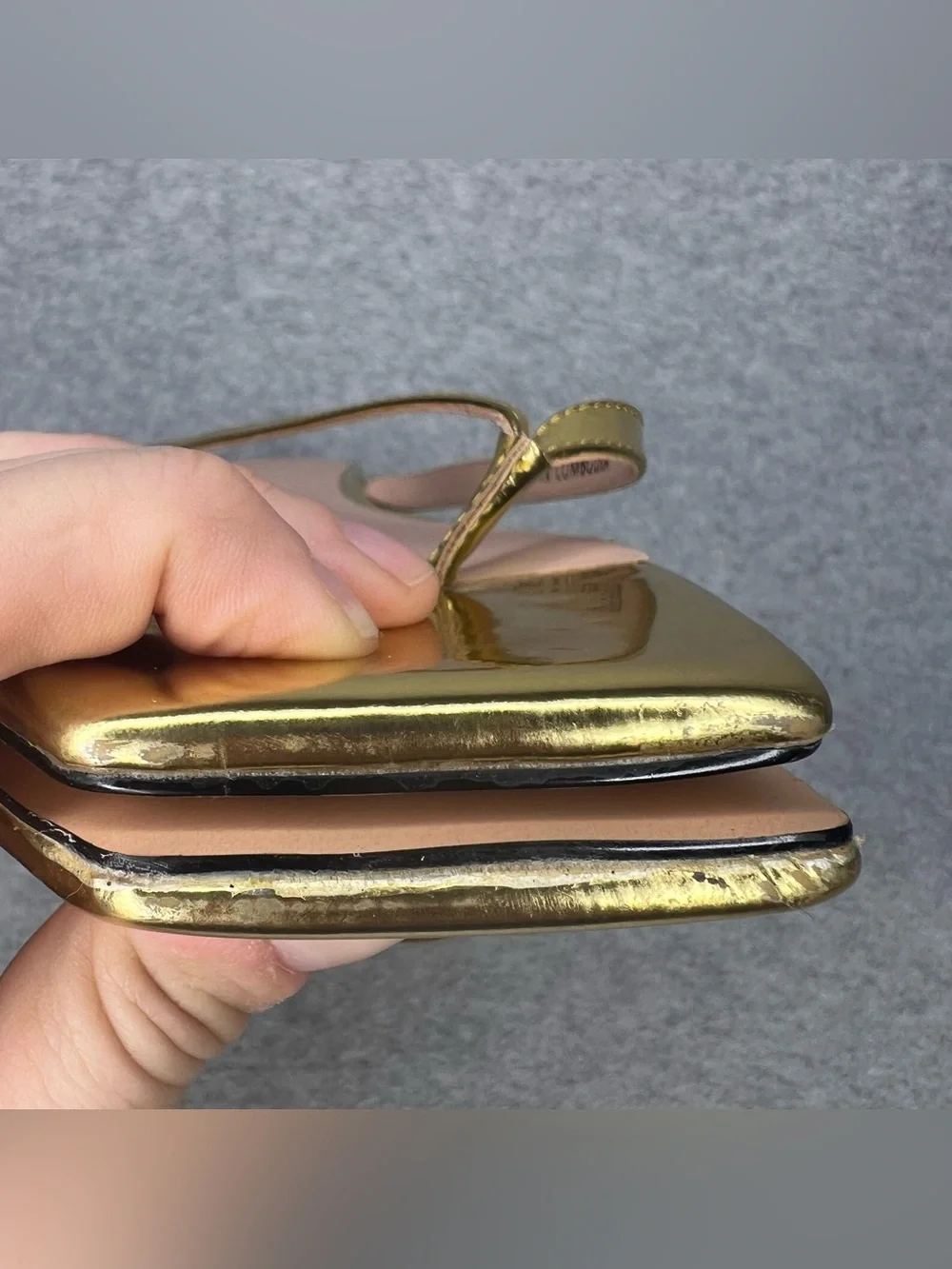 J.Crew Capri Thong Sandals Square Toe Metallic Gold Leather Size 10 NEW